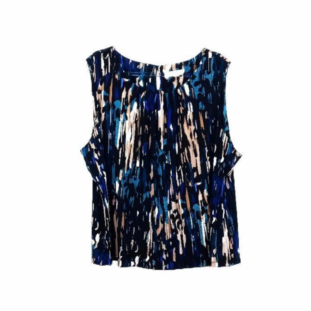 Calvin Klein Plus Womens Top 2X Sleeveless Stretch Colorful Drape Blouse